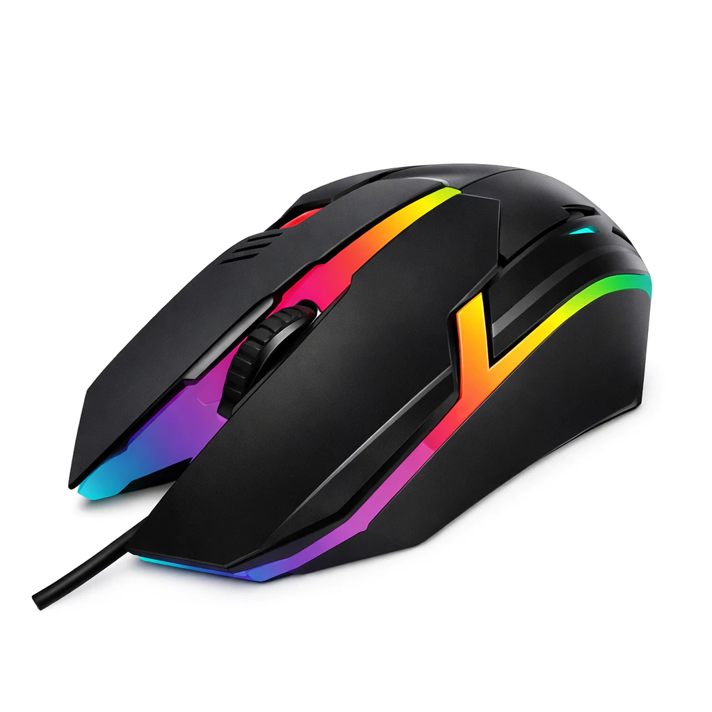 Mouse Gamer Usb Óptico Sensor Laser Para Jogos Computador Gamer Rgb 1200 Dpi ELETROMAX EL-2203